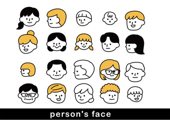 家族の顔アイコンセット