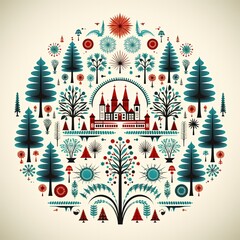Flat Vector Christmas Pattern for Winter Holiday Celebrations