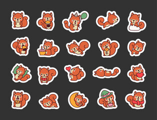 Charming squirrel character. Sticker Bookmark. Funny forest animal. Hand drawn style. Vector drawing. Collection of design elements. © palau83