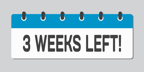 Countdown weekly calendar icon - three weeks left