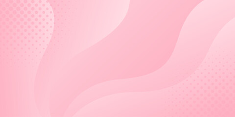Abstract pink curve background with halftone, pink beauty dynamic wallpaper. Template banner background for beauty products, sales, ads, pages, events, web, and others