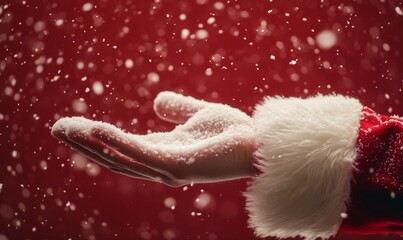 santa claus hand showing space for product 