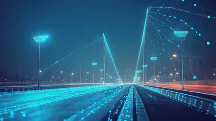 Obraz premium Smart sensors on a bridge monitoring structural integrity
