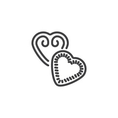 Gingerbread Heart line icon