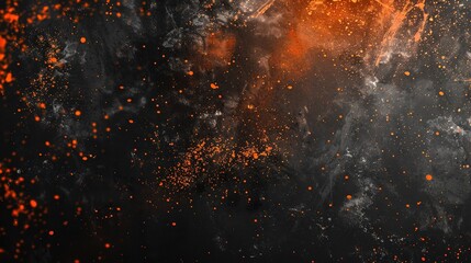 Grungy black and orange spray texture with bright shiny