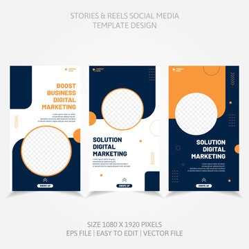 Banner Business Reels Social Media like Instagram Facebook Linkedin and more in set design template