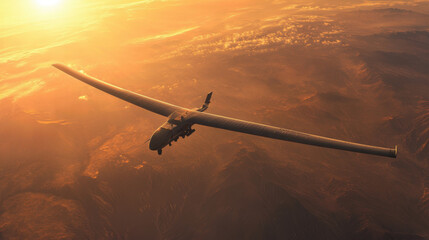 Solar-powered unmanned aerial vehicle (UAV) in flight