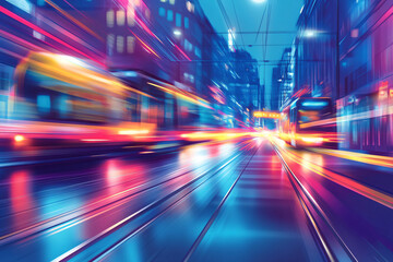 Obraz premium City Lights & Tram.