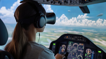 Virtual reality pilot training in a flight simulator