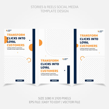 Banner Business Reels Social Media like Instagram Facebook Linkedin and more in set design template