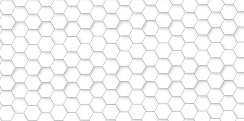 Abstract background with white color hexagons and seamless pattern vector design . luxury white pattern geometric mesh cell texture .hexagon 3d background texture design .