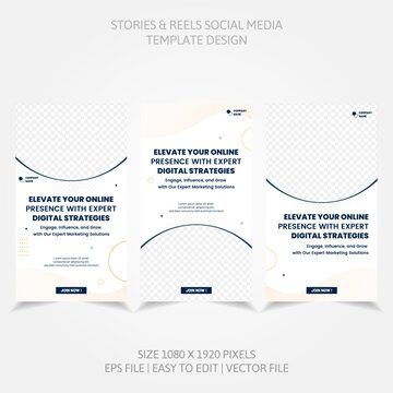 Banner Business Reels Social Media like Instagram Facebook Linkedin and more in set design template