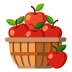 A basket filled with large apples art vector illustration