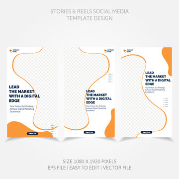 Banner Business Reels Social Media like Instagram Facebook Linkedin and more in set design template
