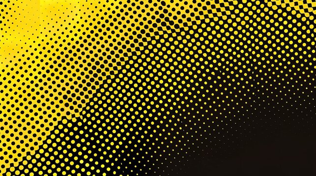Halftone yellow dots pattern and black gradient grunge