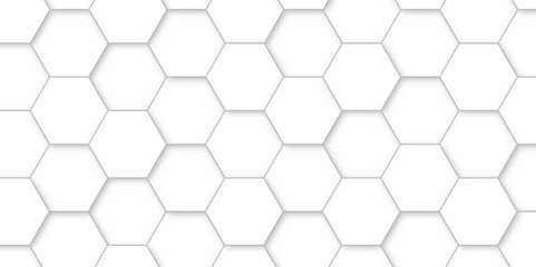 Abstract background with white color hexagons and seamless pattern vector design . luxury white pattern geometric mesh cell texture .hexagon 3d background texture design .