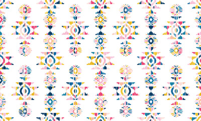 Abstract Ikat pattern with seamless design, perfect for ethnic-themed backgrounds, curtains, carpets, wallpapers, clothing, and decorations. Ideal for wrapping paper, batik, and other creative uses.