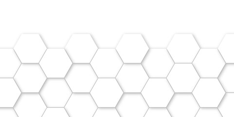 Abstract background with white color hexagons and seamless pattern vector design . luxury white pattern geometric mesh cell texture .hexagon 3d background texture design .