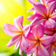 Fototapeta premium Vibrant Pink Plumeria Blooms in Close-Up Ai generated 