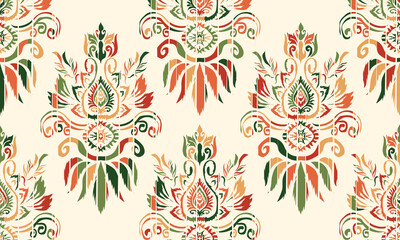 Abstract Ikat pattern with seamless design, perfect for ethnic-themed backgrounds, curtains, carpets, wallpapers, clothing, and decorations. Ideal for wrapping paper, batik, and other creative uses.