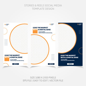 Banner Business Reels Social Media like Instagram Facebook Linkedin and more in set design template