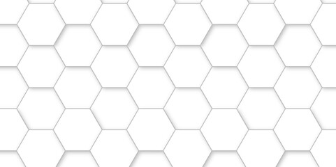 Abstract background with white color hexagons and seamless pattern vector design . luxury white pattern geometric mesh cell texture .hexagon 3d background texture design .