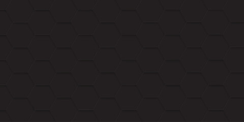 Abstract background with black color hexagons and seamless pattern vector design . luxury black pattern geometric mesh cell texture .hexagon 3d background texture design .