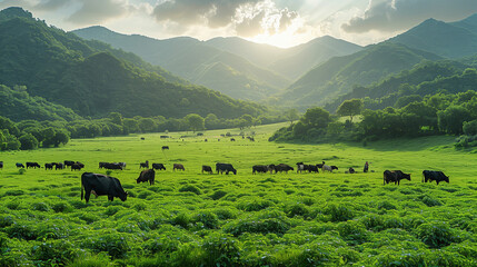 cows grazing in a meadow