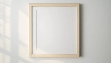 Fototapeta premium Simple White Frame on Light Wood Wall