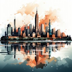 Minimalistic Illustration of the Iconic New York City Skyline