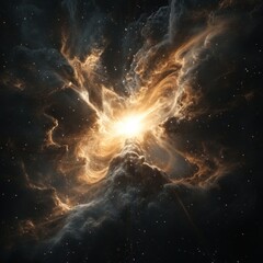 Obraz premium Cosmic Nebula with Bright Star Cluster in Space - Abstract Background