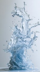 Dynamic Water Splash Frozen in Time: Liquid Sculpture on Clean White Background. Mesmerizing Pure Water Advertising Visual for Marketing Campaigns. High-Quality 4K Wallpaper for UI Design, Web Marketi