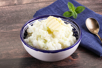 Homemade rice porridge with butter