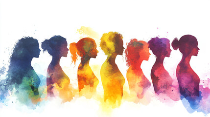 Women Silhouettes Watercolor.