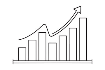 Business Stats One line continuous line art vector illustration on white background.