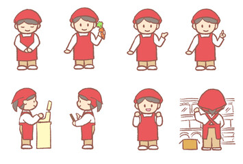 スーパー店員セット 赤色の制服