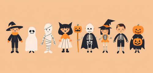 Lovely Illustration for halloween with orange background 
