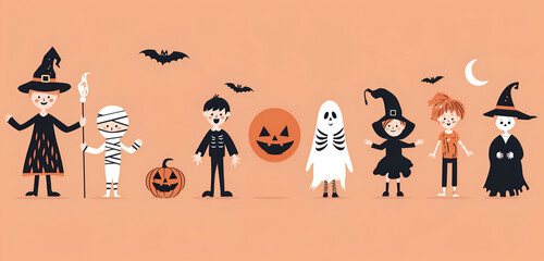Illustration for halloween with orange background 