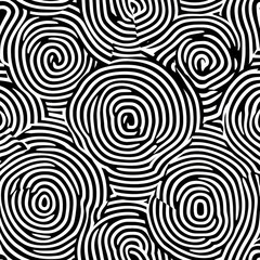 Abstract Black and White Swirling Pattern, Seamless Circular Design, Graphic Texture Background