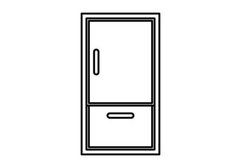 Icono negro de nevera y congelador