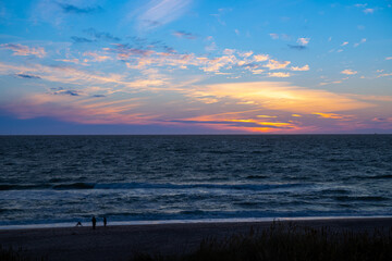 Blue hour after sunset by the sea, North Sea Denmark