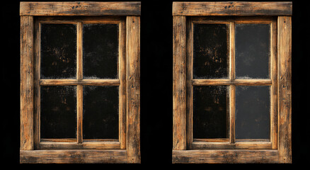 Rustic Wooden Window Pair.