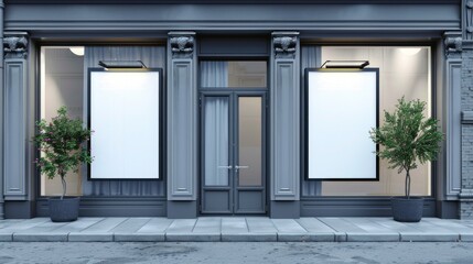 Blank Shopfront with Two Large Windows and a Door