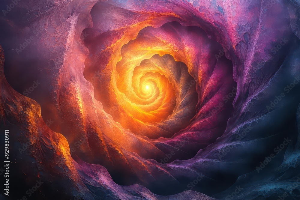 Wall mural ethereal fractal patterns swirling in vibrant hues intricate geometric shapes intertwining creating 