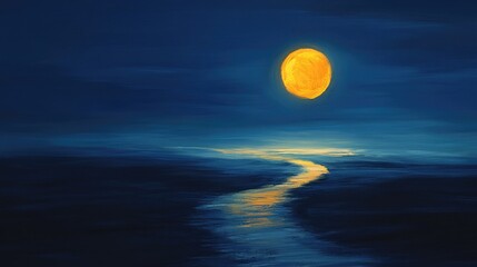 Full Moon Rising Over Ocean