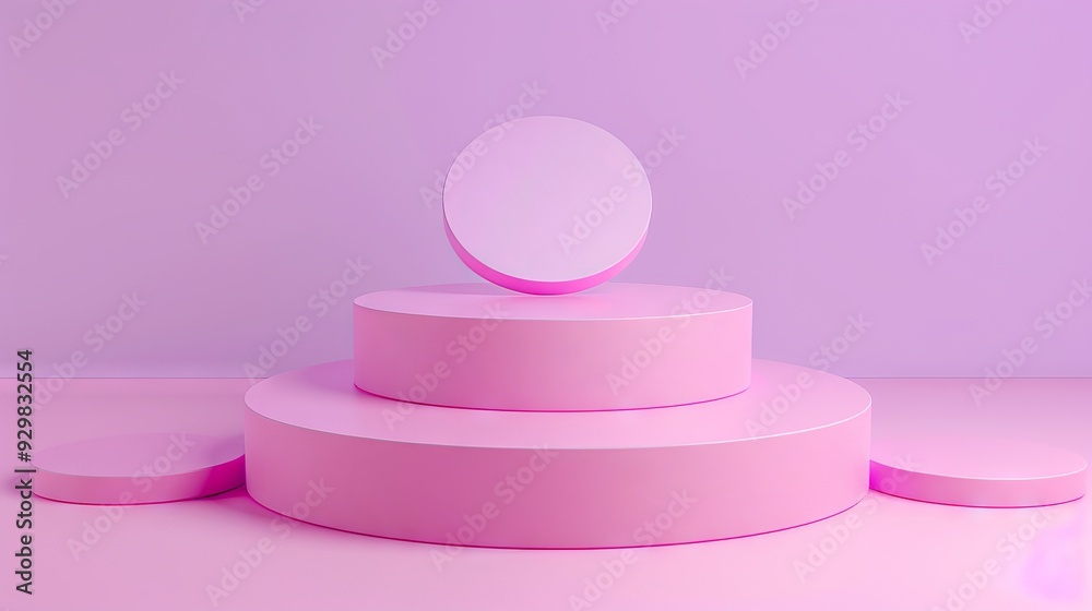 Poster soft pink and purple circular structures create a calming and stylish focal point in a contemporary 