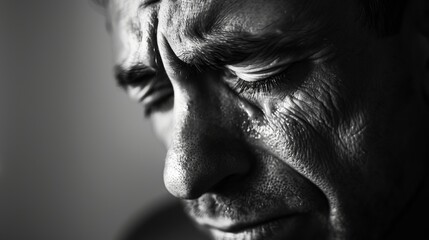 the man suffers and cries.