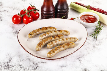 Grilled natural organick white sausages
