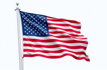 American flag waving, patriotic symbol, ideal for Memorial Day, July 4th, Labor Day, diverse marketing, education, emotional appeal, copy space available.