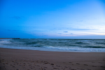Blue hour after sunset by the sea, North Sea Denmark